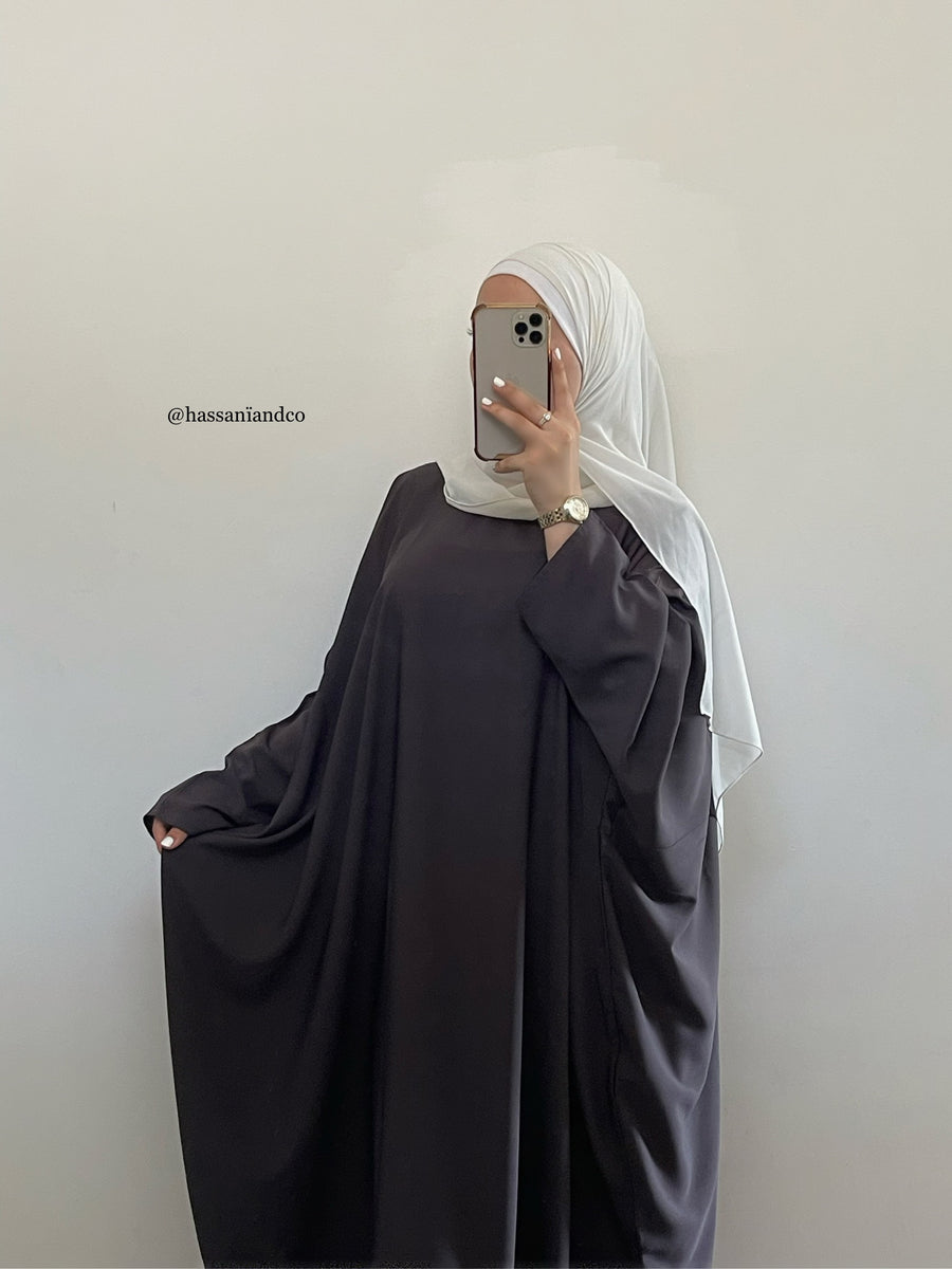 Dark grey Maryām abaya – HASSANI