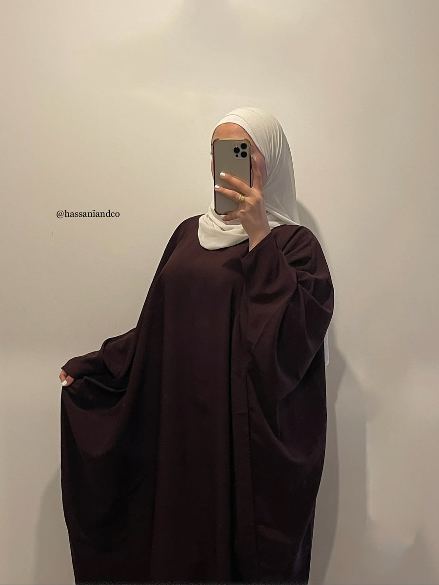 Plum brown Maryām abaya – HASSANI